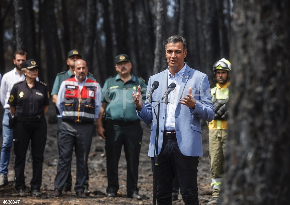Sánchez visita las zonas afectadas por los incendios de Castellón